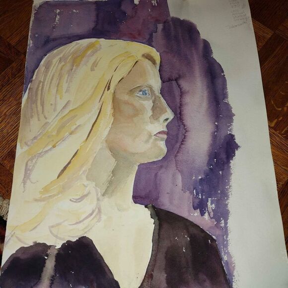 The Unbranded Brand Other - Naive Portrait Of Woman On Paper 20 X 14